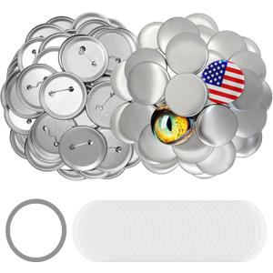300 Sets 1.25 inch Button Maker Supplies, 32mm Button Supplies Blank Badge Parts Includes Metal Covers, Metal Backs& Clear Film, Round Badge Blank Buttons Pins，Compatible with Button Maker Machine