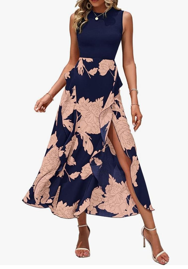 BTFBM Women Casual Sleeveless Summer Dresses 2025 Spring Crewneck Patchwork Boho Floral Ruffle Cocktail Party Midi Dress Size Medium BTFBM Women Casual Sleeveless Summer Dresses 2025 Spring Crewneck Patchwork Boho Floral Ruffle Cocktail Party Midi Dress Size Medium