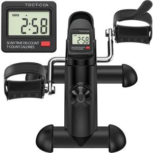 TABEKE Under Desk Bike Pedal Exerciser - Mini Exercise Bike for Arm/Leg Exercise, Pedal Exerciser for Seniors with LCD Display (Black)
