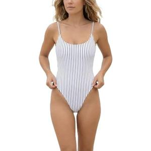 KRLAGAPAS Women's Sexy One Piece Bathing Suit Swimsuit High Cut Leg Cheeky Coverage, Adjustable Thin Strap, Size M