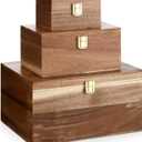 Novabright 3 Pack Wooden Keepsake Box, 3 Size Handmade Decorative Treasure Chest Box, Gift Ideas for Men & Women Jewelry Rings Storage(Brown,Acacia,Simple)