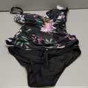 SUUKSESS Women Sexy Twist Push Up Tankini Swimsuit Tummy Control Bathing Suits (Small, 72 Tropical Floral Black)