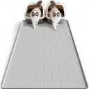 Pieviev Silicone Cat Litter Trapping Mat, 40''x28'' Extra Large Cat Litter Mat, Easy to Clean & Soft on Kitty Paws, Waterproof Kitty Litter Pads for Indoor Cats, Light Gray