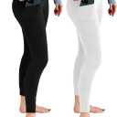 Leafigure 2 Pack Leggings with Pockets for Women, High Waisted Soft Leggings for Yoga Gym (S)
