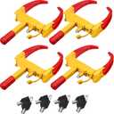 Aoriher Wheel Lock for Cars, Heavy Duty Trailer Wheel Lock Universal Security Anti Theft Tire Clamp for Vehicles Boot Camper SUV ATV Boat Motorcycle Deterrent(4 Pcs)