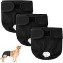 Reusable Dog Diapers Female Washable, Premium Doggie Diaper for Dogs, Pack of 3, Highly Absorbent Small Dog Diaper for Heat, Incontinence and Puppy Training(S)
