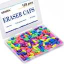 Pencil Erasers Caps Bulk, Ezzgol 128 Pcs Pencil Top Erasers Cap, 6 Assorted Colors Arrowhead Caps Erasers Latex Free Pencil Eraser Toppers for Kids Teachers