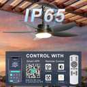 Phylluz Outdoor Ceiling Fan with Lights, 42 Inch Plug in Gazebo Fans with Remote APP Control, Quiet DC Motor, Dimmable 3CCT, Waterproof Hanging Fans for Patios, Porch, Black