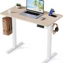 35" Electric Standing Desk, Small Sit Stand up Desk, Light Walnut, 35" x 20"