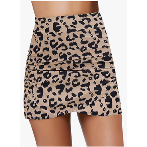 GRAPENT Women's High Waist Tulip Hem Shirring Swim Skirt Swimsuit Bikini Bottom