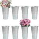 FGGHFT 8 Pcs 10 Inch Large Galvanized Metal Vases Farmhouse French Flower Vases for Cut Flowers for Home D