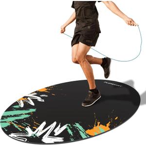 Cheete Jump Rope Mat Large Rubber Exercise Mat Indoor Outdoor Shock Absorbing Mat Non-Slip Oval Design for Floor & Rope Protection, Workout Mats for Home Gym Flooring