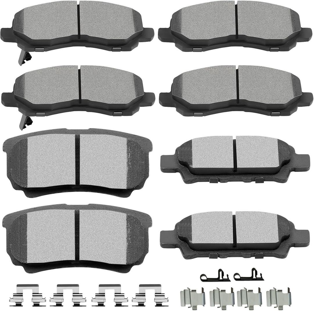 SCITOO Ceramic Front Rear Disc Brake Pad Set fit for Dodge Avenger Caliber, for Jeep Compass Patriot, for Mitsubishi Lancer Outlander Sport