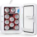 Antarctic Star Compact Mini Fridge, 10L Portable Small Refrigerator, 2.6 Gal Mini Fridge with AC/DC Adapters, Small Cosmetics Cooler for Beverage, Food, Makeup, Bedroom, Office, Dorm, White