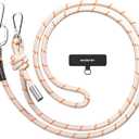 MAGEASY Universal Cell Phone Lanyard - Anti-Theft Thick Rope Crossbody Phone Strap for iPhone 17 Pro Max & Most Smartphones, for Men & Women | 8.3mm Beige/Orange