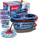 O-Cedar EasyWring RinseClean Microfiber Spin Mop & Bucket Floor Cleaning System with 3 Extra Refills, Plastic, Grey (Rinseclean Spin Mop & Bucket + 3 Extra Refills)