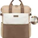 LOVEVOOK Laptop Backpack for Women, 15.6 Inch Work Travel Backpack Purse for School College Bookbag for Teen Girls Cute Computer Backpack for Teacher Nurse Business, Coffee-Beige