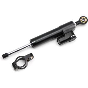 Dreamseek Motorcycle Steering Damper Adjustable Stabilizer Universal for Harley Honda Yamaha Kawasaki Suzuki Aprilla KTM BMW Ducati Scrambler Linear Reversed Safety Control CNC Aluminum (Black)