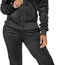 yidengymx Womens 2 Piece Velour Tracksuit Two Piece Soft Velvet Hooded Outfits for Women (Black, XS)