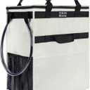 Reusable Grocery Bag On Wheels Shopping Trolley with 8 Pockets and Zipper Cover Foldable Rolling Tote, Heavy Duty Handles, Carries Up to 66 LBS (Large, Beige)