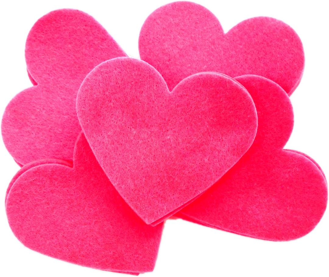 Playfully Ever After 3 Inch 28pc Felt Hearts (Neon Pink)