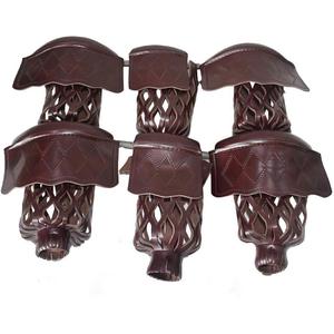 Pack of 6 PU Leather Pool Table Pockets Billiard Table Web Shield Set Drop Bag Nets with Diamond Pattern Screws Include (brown)