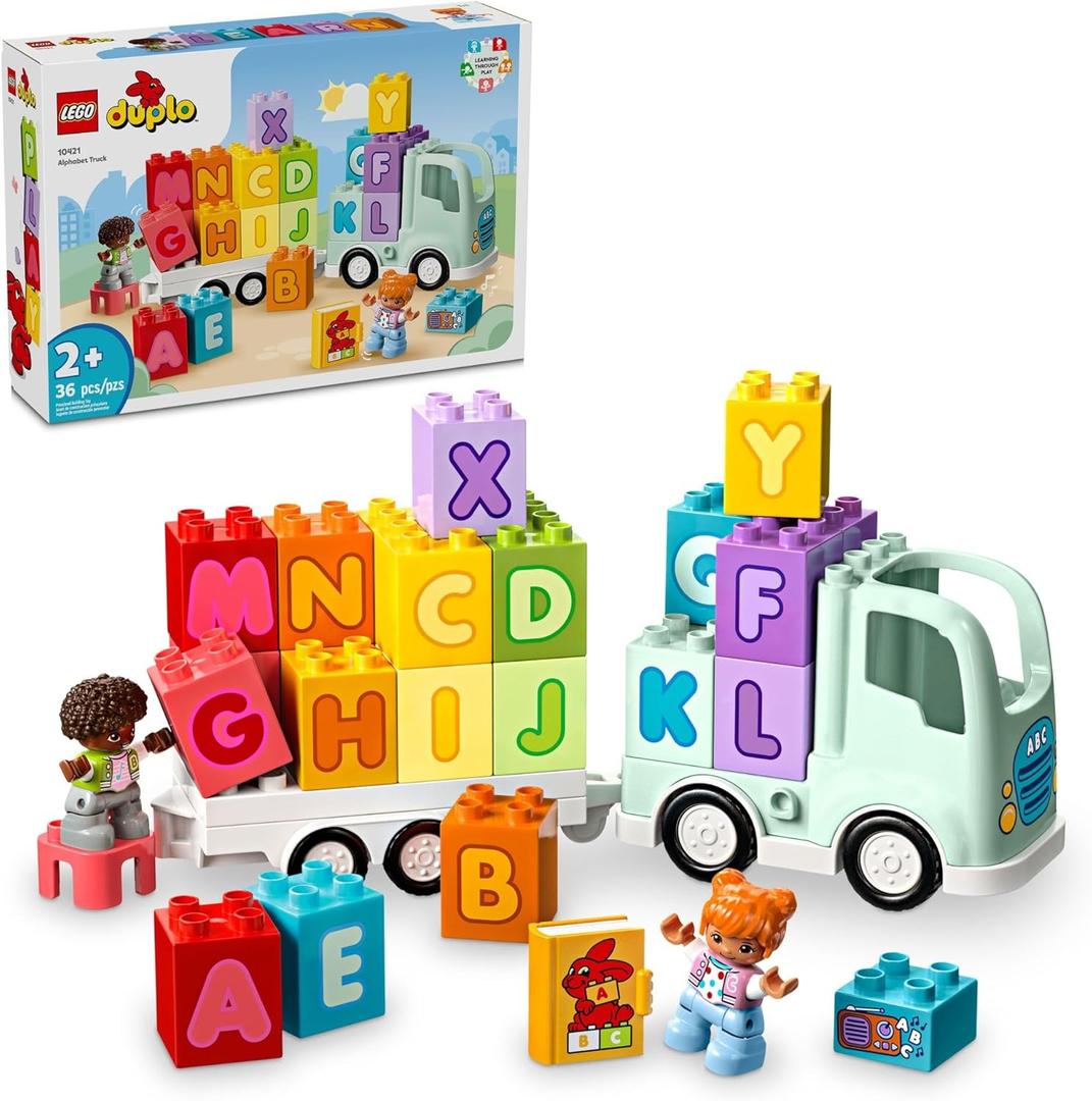 LEGO DUPLO Town Alphabet Truck Toy - Toddler Learning & Educational Toys for Preschool, Ages 2+ - Alphabet Blocks for Boys & Girls - Baby Gift Ideas for Birthdays - 10421 (Multicolor)