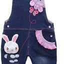 KIDSCOOL SPACE Baby Girl Jean Overalls,Toddler Denim Cute 3D Bunny Outfit (12-18 Months, Blue-1301)
