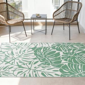 Reversible Waterproof Outdoor Rug Lightweight UV-Resistant Rug for Patio, Camping & Beach (Green Leaves, 5' x 8' (Rectangular))