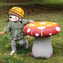 Mushroom Resin Statue 20.8'' High Indoor Outdoor Table Over Sized Sculpture Courtyard Lawn Pond Ornament Garden Outdoor Patio Round Table Stool Decoration Red Mushroom