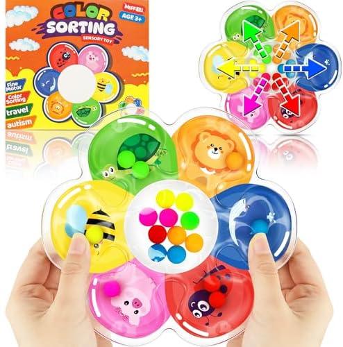 MORECOLL Color Sorting Sensory Toys for Toddlers & Kids, Preschool Fine Motor Skills for Autism, Fidget Color Matching Travel Toys, Calm Down Toy, Birthday Gifts for Boys & Girls