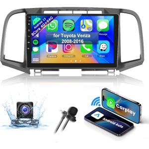 8Core 4+64G Car Stereo for Toyota Venza 2008-2016 Wireless Carplay Android Auto,9 1280 * 720P IPS Touch Screen Radio,Android/GPS/WiFi/32EQ DSP Audio/Bluetooth/SWC/Backup Camera,for Venza Radio