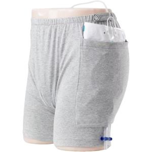 WEEOATAR Incontinence Care Shorts,Fistula Pants,Catheter Underwear Incontinence Pants,Urine Bag Underwear with Double Pockets for Nephrostomy,Foley,Suprapubic&Biliary Catheters(Man Light Grey,L)