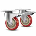 4 Inch Heavy Duty Swivel Caster Wheels with Brake, Set of 2, Industrial Locking Rolling Plate Casters Wheels for Furniture, Cart, Table and Workbench, Easily Load 2200lbs