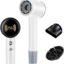 Hair Dryer,Travel Hair Dryer with Diffuser,110000 RPM High Speed Ionic Blow Dryer,Temperature Display,Low Noise&Lightweight Blow Dryer,Fast-Drying,No Heat Damage,Suitable for All Hairstyles(White)