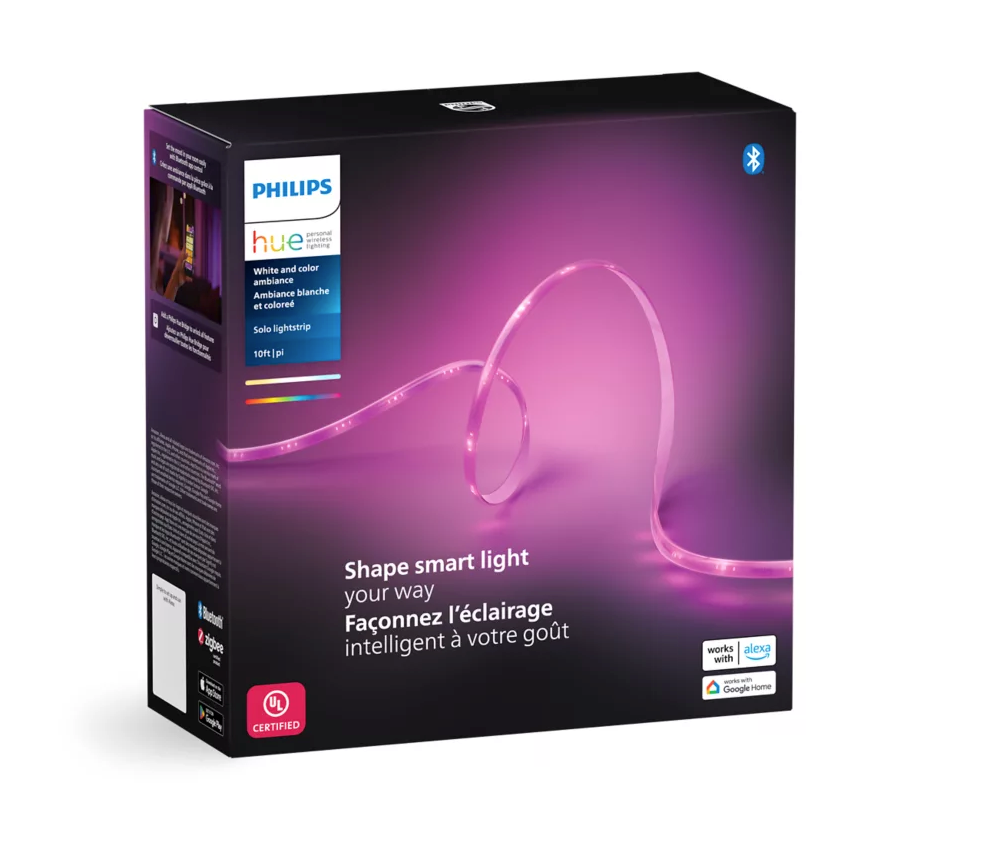Philips Hue Indoor 16 Ft Smart LED Solo lightstrip Base Kit - 1 Pack - Control with Hue App - Compatible with Alexa, Google Assistant and Apple HomeKit