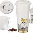 Insulated Tumbler With Lid And Straw, Stainless Steel Cat Coffee Tumbler 16 Oz, Travel Ceramic Lined Coffee Tumbler, Double Wall Vacuum Leak Proof Mug For Office School Party Camping (Working Cat)