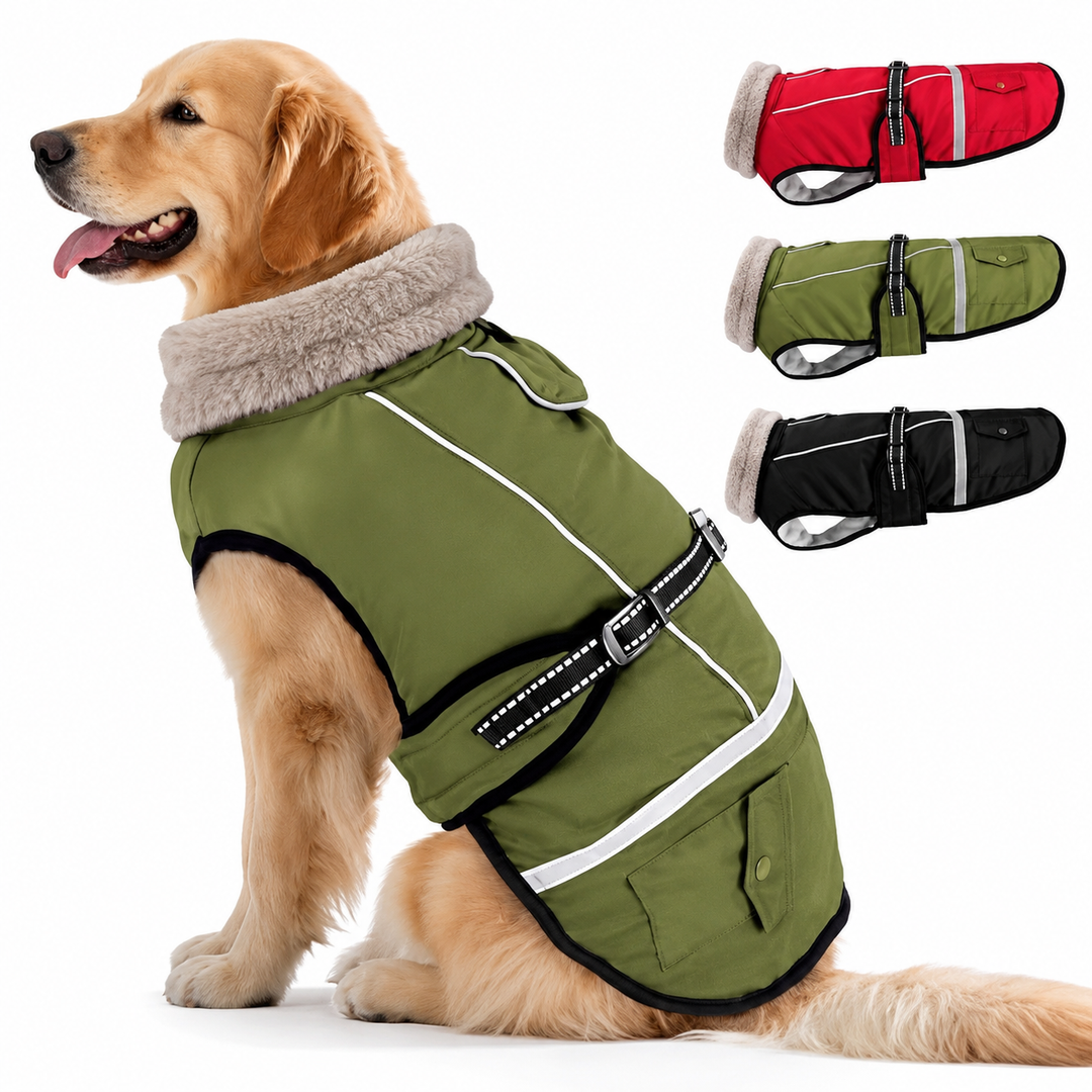 Dog Coat, Dog Winter Coat Jacket Waterproof for XL Large Dogs, Pet Vest Warm Fleece Cozy for Cold Weather, with Harness Built in Reflective, Dogs Snowsuit Windproof, Adjustable Buckle