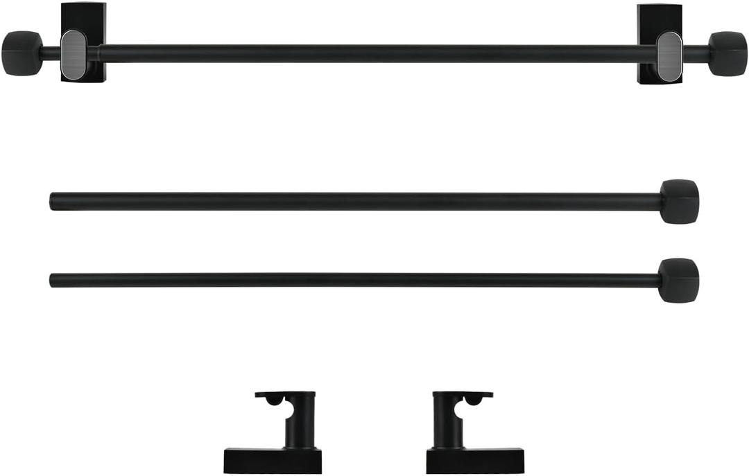 Magnetic Curtain Rods for Metal DoorsNo tools required Easy to use,Multi-Use Adjustable Appliance for Windows Iron Steel Places,Kitchen and bathroom supplies,16-28 Inch2 Pack,Black