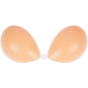 Niidor Adhesive Bra Strapless Sticky Invisible Push up Silicone Bra for Backless Dress with Reusable Nipple Covers (Nude)
