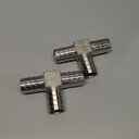 304 Stainless Steel 1-1/4" x 1-1/4" x 1-1/4" Hose Barb Fittings, T Shape 3 Way Barb for Fuel/Gas/AIR/Lquid Ect Splitter (2 Packs)