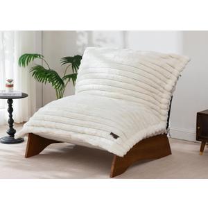 MAXYOYO Adjustable Living Room Chair, Convertible Bean Bag Chair & Recliner with Frame, Removable Cushion Floor Sofa Striped Fabric, Soft Upholstered Lounge for Bedroom, Dorm, Beige