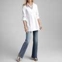 Womens White Peplum Pleated Button Down Shirt Long Sleeve Top Casual Blouse (S)