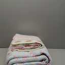 Cozy Line Home Fashions Floral Bloom Garden Vines Stripe Pink Blue Green Quilted Cotton Reversable Throw Blanket, 60"x 50"