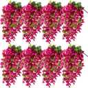 XunYee 8 Pcs Artificial Hanging Hibiscus Flowers Outdoor, Rose Red