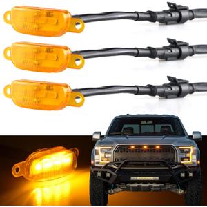 Boigoo Car Grille Lights Compatible for Dodge Ram 1500 2013-2018 Raptor Style Aftermarket Grill & Ford F150 Raptor Grilles 2004-2019 (Amber)
