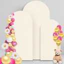 Beige Arch Backdrop Cover 4FT 5FT 6FT Wedding Arch Covers Stretchy Backdrop Set of 3 for Baby Shower Birthday Wedding Party Decoration (Beige, 4FT & 5FT & 6FT)