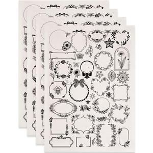 SUPERDANT 4PCS Pattern Border Underglaze Paper Transfer Flowers Transfer Papers for Clay Ceramic Porcelain Under Glaze Transfers for Pottery Enamel Decals Black Underglaze Decal Handcrafted Gifts