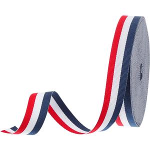 PATIKIL 6/8" Red White Navy Striped Grosgrain Ribbon, 25 Yard Polyester Fabric Stripe Craft Ribbon Double Faced Design for Bow Gift Wrapping DIY Making Garment Christmas Decorations