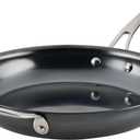 Anolon Everlast N2 Carbon Steel Frying Pan/Skillet with Helper Handle Compatible with All Cooktops, Metal Utensil Safe, 12 Inch - Black